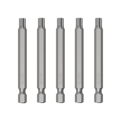 5PCS T40 Magnetic Tamper Proof Torx Screwdriver Bits, 1/4 Inch Hex Shank 3 Inch Length S2 Steel Security Drill Torx Head Drill Screw Driver Tools(75mm Long, Star 6 Point) - size: T40