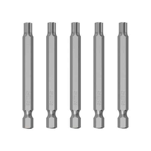 5PCS T40 Magnetic Tamper Proof Torx Screwdriver Bits, 1/4 Inch Hex Shank 3 Inch Length S2 Steel Security Drill Torx Head Drill Screw Driver Tools(75mm Long, Star 6 Point) - size: T40
