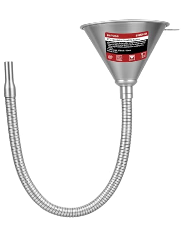 BILITOOLS 26.2" Steel Flexible Oil Funnel with Filter for Automotive Use | Metal Bendable Spout Funnel for Oil Fluids Change, Long Neck Funnels for Transmission Fluid