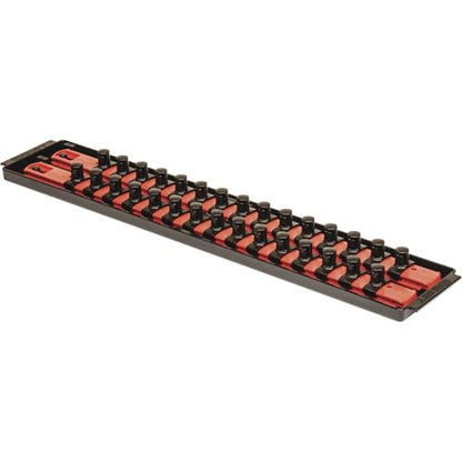 Ernst Manufacturing 18-Inch Socket Boss 2-Rail 1/2-Inch-Drive Socket Organizer with Twist Lock Secure Hold and Toolbox Drawer Tray, Red - Made in USA - color: Red, size: 1/2"