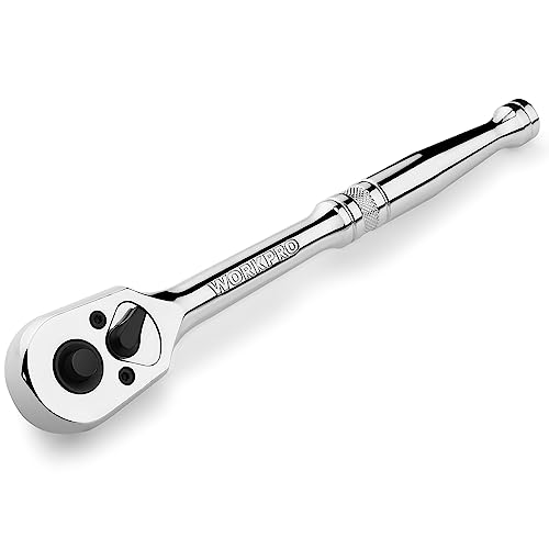 WORKPRO 1/2-Inch Drive Ratchet, Quick-Release Reversible Wrench | 72-Tooth Handle, Chrome Alloy Made, Cr-Mo Head, Full Polished - size: 1/2"