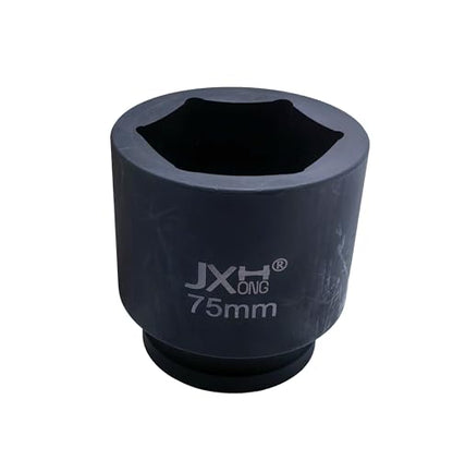 1-1/2" Drive Impact Socket, 6-Point, Heat Treated Cr-Mo Steel – Heavy Duty for Hydraulic Impact Wrench (75mm) - size: 75mm