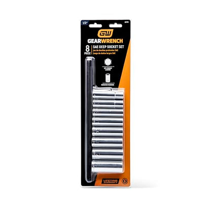 GEARWRENCH 1/2" Drive Deep SAE Socket Set 8 Pc., 6 Point- 80705