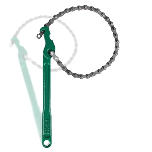 Chain Wrench Strap wrench,12 Inch Heavy Duty Oil Filter Chain Wrench | For Heat-Treated Carbon Steel with Hanging Hook - Diesel/Plumbing Use Oil Filter Tool Pipe Fittings Tools