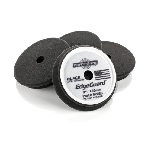Buff and Shine - EdgeGuard Foam Buffing Pads - Black - 5" Polishing Pad - Pack of 4 - color: Black, size: 5" (4 Pack)