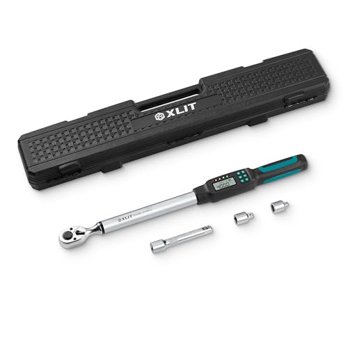 1/2” Digital Torque Wrench Set 8.9-295 ft-lb/12-400 Nm, ±2% Accuracy, LED & Buzzer Alerts, with 3 Adapters (1/4", 3/8"& Extension Bar), Industrial CR-V Steel for Car, Motorcycle, Bike Repair - size: 1/2", 8.9-295 ft-lb (12-400 Nm)
