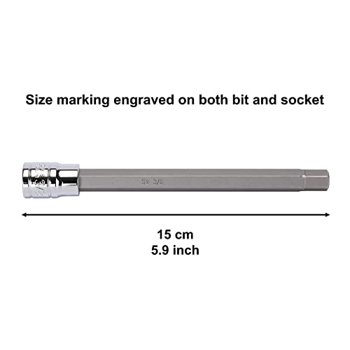 CASOMAN 18 Pieces 3/8 Inch Drive Long Hex Bit Socket Set,1/8 Inch to 3/8 Inch, 3mm to 10mm, SAE&Metric, Extra Long Allen Hex Bit Socket Set, CR-V and S2 Steel - size: 18 Pieces Metric & SAE