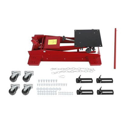 Transmission Jack 1/2Ton(1100LBS) Capacity Hydraulic Low Profile Floor Jack | with Safety Chain & Roll-Under 360° Swivel Casters, 7.68"-24.8" Lift Range for Car / Truck Repair