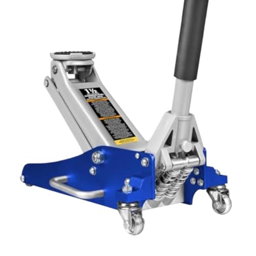 Racing Floor Jack Compatible with Automotive Vehicles Blue Hydraulic Low Profile Aluminum and Steel Dual Piston Quick Lift Pump 1.5 Ton 3000 Lb Capacity