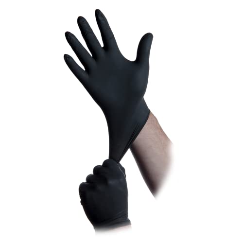 Black Lightning Nitrile Gloves 6 Mil, Disposable Powder-Free Exam & Work Gloves, Heavy Duty Chemical Resistant, Food Safe, Medical & Mechanic Gloves, Black, Large, 100 Count - size: Large, style: 100