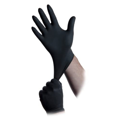 Black Lightning Nitrile Gloves 6 Mil, Disposable Powder-Free Exam & Work Gloves, Heavy Duty Chemical Resistant, Food Safe, Medical & Mechanic Gloves, Black, Extra Large, 100 Count - size: X-Large, style: 100