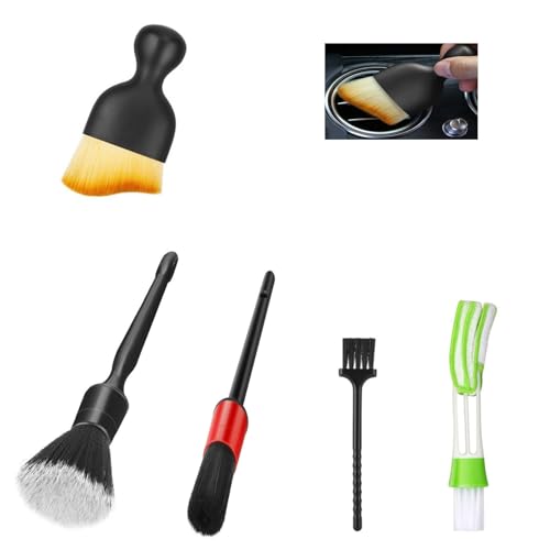 Fitosy Car Interior Duster Detail Brushes, Soft Bristles Brush | Car Accessories for Cleaning Dashboard Air Vent Crevice, Detailing Dusting Tool Kit for Auto Truck SUV RV