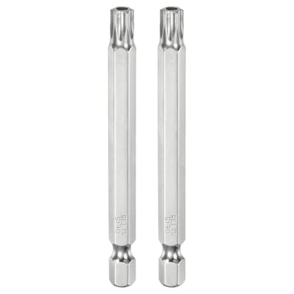 HARFINGTON 2pcs T35 Security Torx Bit 1/4" Hex Shank 3" Long S2 Steel Magnetic Tamper Resistant Star Bits Screwdriver Torx Head with Hole for Driver Drill Bits Remove Fastening Screws - size: T35
