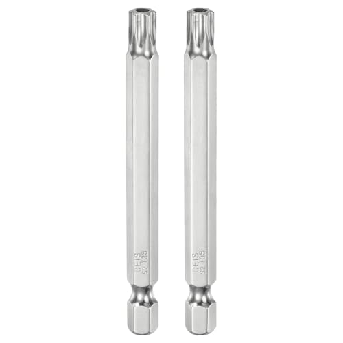 HARFINGTON 2pcs T35 Security Torx Bit 1/4" Hex Shank 3" Long S2 Steel Magnetic Tamper Resistant Star Bits Screwdriver Torx Head with Hole for Driver Drill Bits Remove Fastening Screws - size: T35