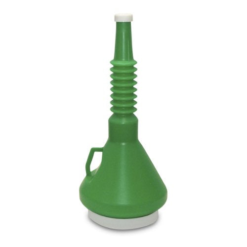 Funnel King 32140 Double Capped Storage Funnel, 1-1/2 Quart, Green, Chemical Resistant Polyethylene, 4 in Top ID, 1-1/8 in Spout OD, 13-1/4 in Height (32140) - size: 1 1/2 Quart