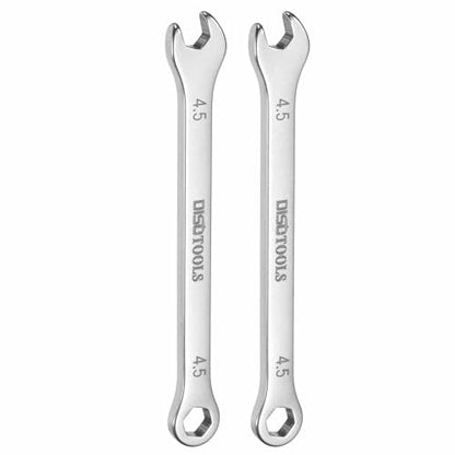 HARFINGTON 2pcs Thin Combination Wrench 4.5mm Offset 6-Point Ended Box & 15° Angled Open End Mini Combination Wrench 30Cr13 Stainless Steel Quenching Polish Metric Spanner for Auto Repairs - size: 4.5mm