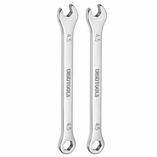 HARFINGTON 2pcs Thin Combination Wrench 4.5mm Offset 6-Point Ended Box & 15° Angled Open End Mini Combination Wrench 30Cr13 Stainless Steel Quenching Polish Metric Spanner for Auto Repairs - size: 4.5mm
