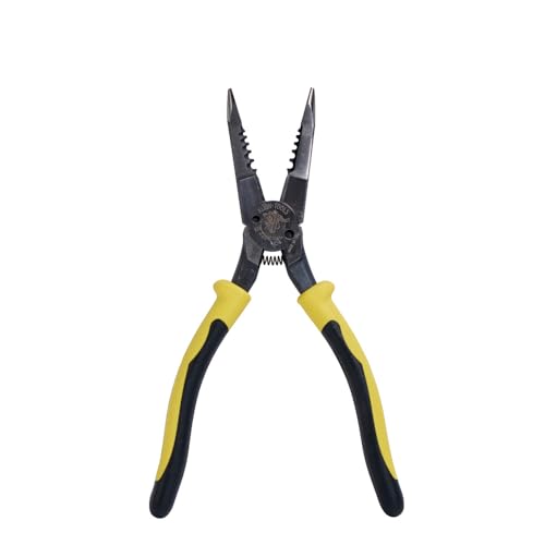 Klein Tools J206-8C Long Nose All-Purpose Spring Loaded Pliers, Made in USA, Forged Steel with Dual Material Journeyman Handles - style: Spring Loaded