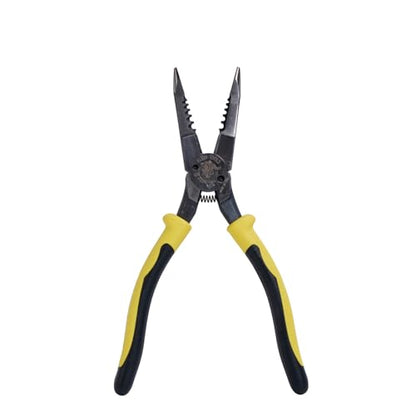 Klein Tools J206-8C Long Nose All-Purpose Spring Loaded Pliers, Made in USA, Forged Steel with Dual Material Journeyman Handles - style: Spring Loaded