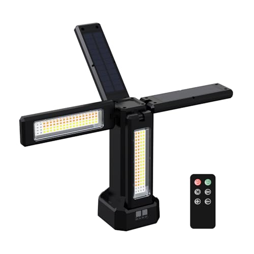 iodoo 13200mAh Rechargeable Solar Work Light with Remote and Portable Carrying Bag, 8000 Lumen Stepless Dimmable, 4 Lighting Modes, White/Warm/Nature/SOS for Outdoor Camping Car Work Emergency Light - size: Orange(Compact)