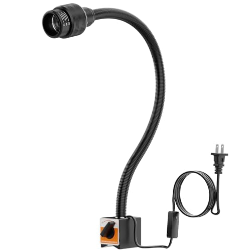 Magnetic Work Light 1320 Lumen 120V Flexible Gooseneck Work Light with Adjustable Focus and Magnetic Base for Lathe CNC MillingDrill Press Sewing Machine Industrial Light