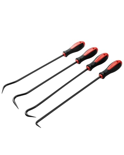 ROTATION 4-Piece Heavy-Duty Long Hook & Pick Set, Automotive Hose Removal Tools for Vehicle Radiator and Coolant Hose, Clamp, and More