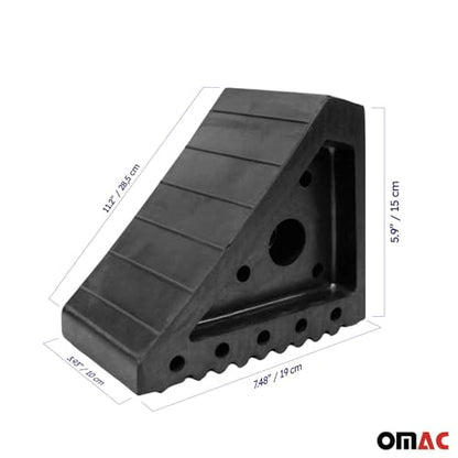 OMAC Wheel Tire Chock Blocks Heavy Duty Solid Ribbed Rubber for Car Truck & Trailer