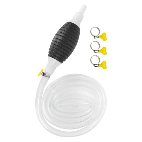 Manual Transfer Pump Kit with 2m Hose and 2 Clamps, Hand Siphon Pump for Car, Motorcycle, Fish, Gasoline and Diesel Transfer Tool for Automotive and Home Use