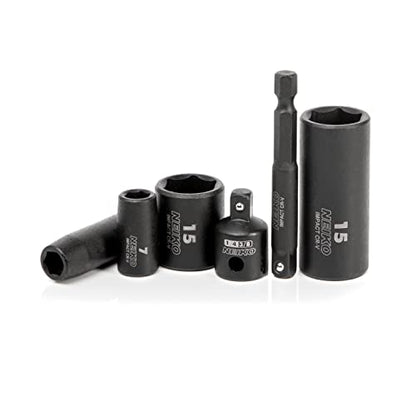 NEIKO 02481A 1/4" Drive Impact Socket Set, 30 Piece, Metric Sizes 4 – 15 MM, Deep and Shallow Sockets, Chrome Vanadium Steel, 3/8” to 1/4” Reducer, Hex Shank Socket Impact Adapter, Socket Wrench Set