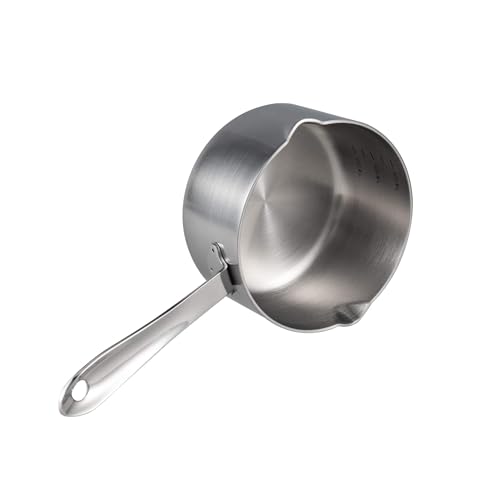 IMEEA Milk Butter Warmer Mini Butter Melting Pot Coffee Maker with Dual Pour Spout 18/10 Tri-Ply Stainless Steel (20oz/600ml) - size: 20 fl oz