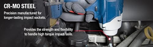 SUNEX TOOLS 2646, 1/2 Inch Drive Deep Impact Socket Set, 26-Piece, Metric, 10mm-36mm, Cr-Mo Alloy Steel, Radius Corner Design, Heavy Duty Storage Case