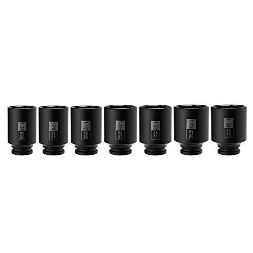 Mayouko 7PCS 1/2 Inch Drive Deep Impact Socket Set, 1-3/8" - 1-3/4", Spindle Axle Nut Sockets, SAE, Deep, 6-Point, CR-MO - size: 1.375" - 1.75" (7 Pieces)