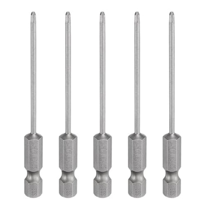 HARFINGTON 5pcs #1 Phillips Screwdriver Bit PH1 1/4" Hex Shank 3" (75mm) Long Magnetic S2 Steel Industrial Grade Screw Driver Bit Cross Head Electric Drill Bits 0.079" (2mm) Rod - size: PH1 x 75mm x 2mm