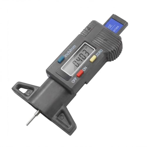Car LCD Display Tire Tread Depth Gauge, 0.01mm Resolution Digital Car Tire Wear Checker with Inch/MM Conversion, Easy Read Auto Measuring Tool Accessories for Most Tires (Black) - color: Black