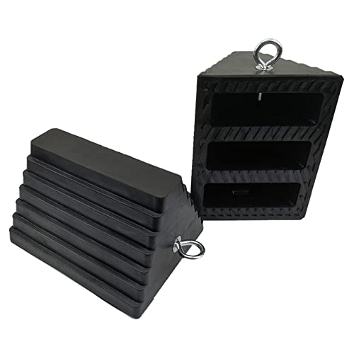 ROBLOCK 2 Pack Wheel Chocks Rubber Heavy Duty Black with Eyebolt, 9" Length x 7.1" Width x 5.5" Height, for Cars, RVs, Trucks, Trailers, and Vehicles, Anti-Slip Design Tire Chock for All Weather Use - color: 2 Pc Large with Eyebolt
