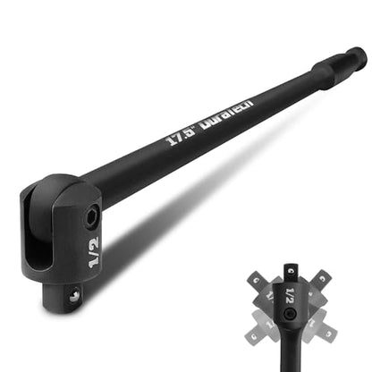 DURATECH 1/2" Drive 17.5-Inch Heavy Duty Breaker Bar with 240° Flex Head | Spring-loaded Detent Ball, CR-MO Head, Premium Black Phosphate Finish, Ideal for Industrial, Construction, and Mechanic Tasks - color: Black, size: 17.5 in
