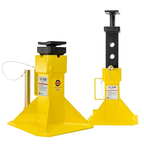 ESCO 22 Ton Heavy Duty Jack Support Stands with Threaded Adjustable Post, 1 Pair