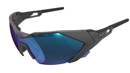 Mechanix Wear: Vision Type-E Safety Glasses with Advanced Anti Fog, Scratch Resistant, Grey Half Framed Protective Eyewear, Lightweight, Adjustable Arms and Nose, For Outdoor Use (Blue Mirror Lens) - color: Dark Lens