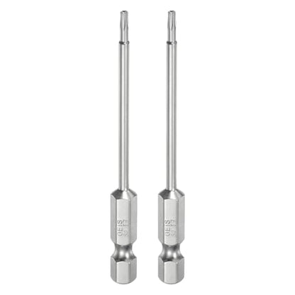 HARFINGTON 2pcs T7 Security Torx Bit 1/4" Hex Shank 3" Long S2 Steel Magnetic Tamper Resistant Star Bits Screwdriver Torx Head with Hole for Driver Drill Bits Remove Fastening Screws - size: T7