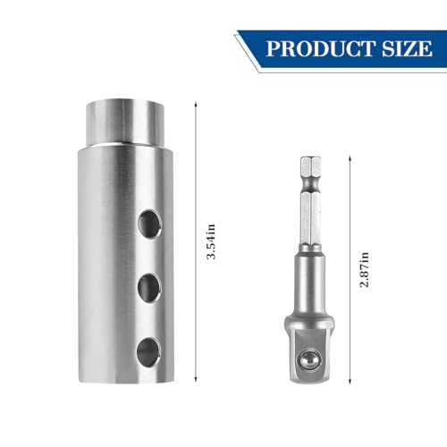 Trailer Jack Drill Adapter, Stainless Steel Top Wind Crank Handle Cordless Drill Adapter Kit with 1/2 Inch Socket Bit Attachment, Compatible with 1 Inch Jack Drive Shaft