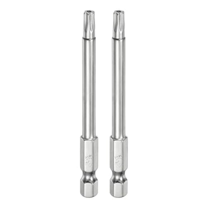 HARFINGTON 2pcs T25 Security Torx Bit 1/4" Hex Shank 3" Long S2 Steel Magnetic Tamper Resistant Star Bits Screwdriver Torx Head with Hole for Driver Drill Bits Remove Fastening Screws - size: T25