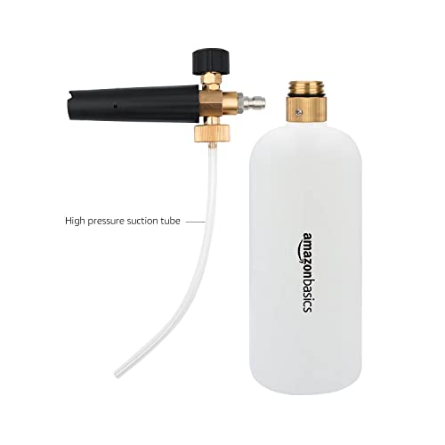 Amazon Basics Foam Cannon with 1/4-Inch Quick Connector for Pressure Washer, Snow Foam Lance for Car Washing, Adjustable Nozzle, 33-Ounce (1 Liter)