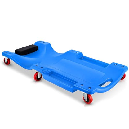 Auto Dynasty 36 Inches Mechanic Creeper, Automotive Garage Repair Low Profile Under Car Rolling Creeper with Padded Headrest, Plastic, Blue - color: Blue, size: 36" L