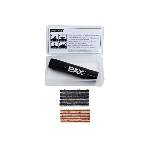 PAX12 Pcs Tubeless Bike Tire Repair Kit, Includes Storage Canister, Plugger Tool, Plugs-5 Bacon, and 5 Black Strips. Fix a Puncture or Flat, Fast for MTB、Gravel Bike Tires and Road Bicycle Tires - color: Light Black