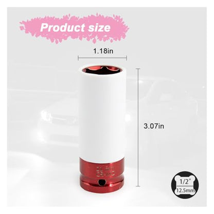 1/2" Drive 21 mm Lug Nut Impact Socket, CR-MO Thin Wall Deep Lug Nut Socket, Non-Marring Wheel Rim Protector Sleeve, Auto Tire Repair Maintenance Accessories (21MM) - size: 21MM