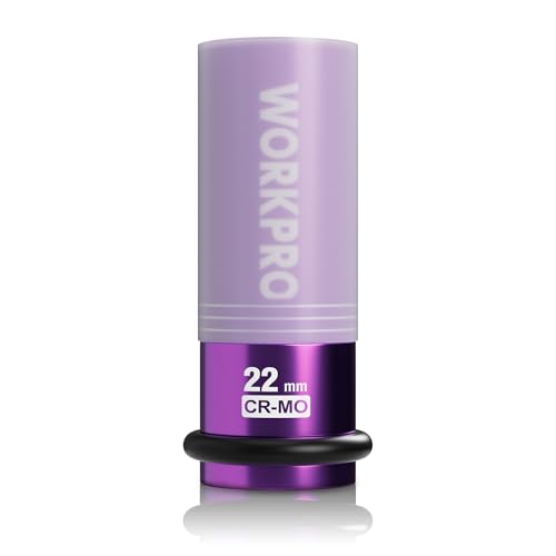 WORKPRO 1/2" Drive Lug Nut Impact Duty Socket, 22mm Deep Thin Wall Socket, Made of Premium Cr-Mo Steel, Non-Marring Lug Nut Wheel Sockets for Car - size: 1/2" DR x 22mm