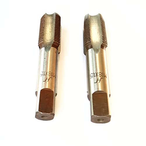 AtticZone M18 x 1.5 Metric Hand Thread Tap, Right Hand, Alloy Tool Steel, 1 Taper Tap, 1 Plug Tap for Metal Working DIY Industrial - size: M18x1.5