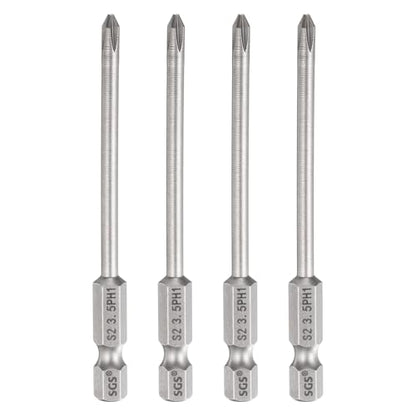 HARFINGTON 4pcs #1 Phillips Screwdriver Bit PH1 1/4" Hex Shank 3.15" (80mm) Long 0.14" Rod Magnetic Cross Head Drill Bits S2 Steel Industrial Screw Driver for Electric Power Tools, Gray - size: PH1 x 3.15" x 0.14"