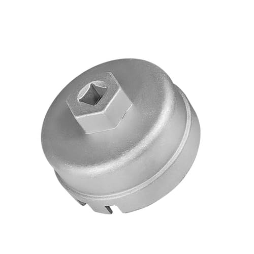 HZEL Car 64mm 14 Flutes Oil Filter Wrench, Aluminum Alloy 6 Slots Cap Style Oil Filter Socket Removal Tool, Heavy-Duty Automotive Accessories, Compatible with Prime V CT200h xD iM (White) - color: White, size: 6 Slots