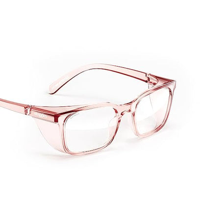 Stoggles Rectangle Z87.1 Certified Safety Glasses, Blue-Light, UV Blocking Lens, Top & Side Shield, Anti-Fog, Stylish Eyewear - color: Sangria, size: Medium Standard Fit